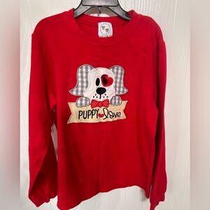 Smock monkey puppy love Valentine long sleeve tee Size 12